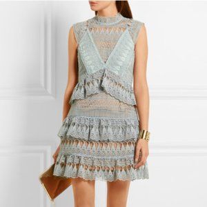 Self Portrait blue tiered guipure lace Dress